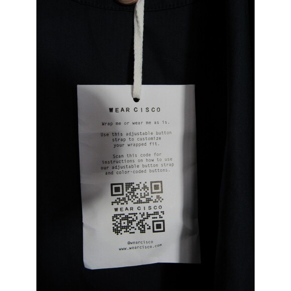 Wear Cisco Wrap Around Navy Blue Button Down Long Sleeve Shirt Size M/L NWT - Picture 4 of 5